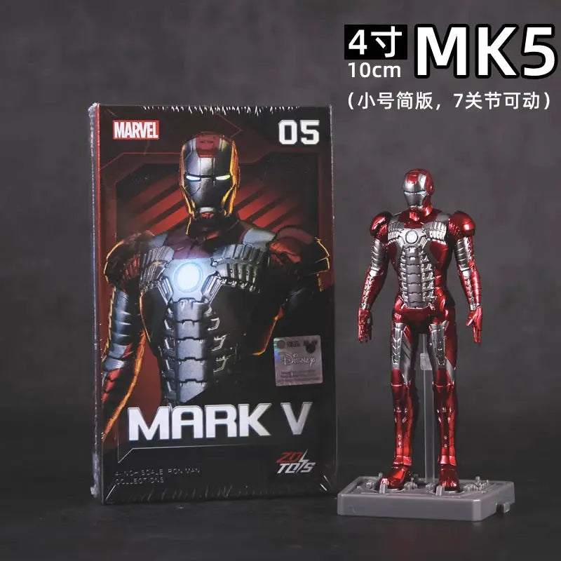 4 inches Original 1/10 ZD Toys Iron Man Action Figure MK1 MK2 MK3 MK4 MK5 MK6 MK7 Tony Stark Anime Doll Model Kids Birthday Gift - ToylandEU