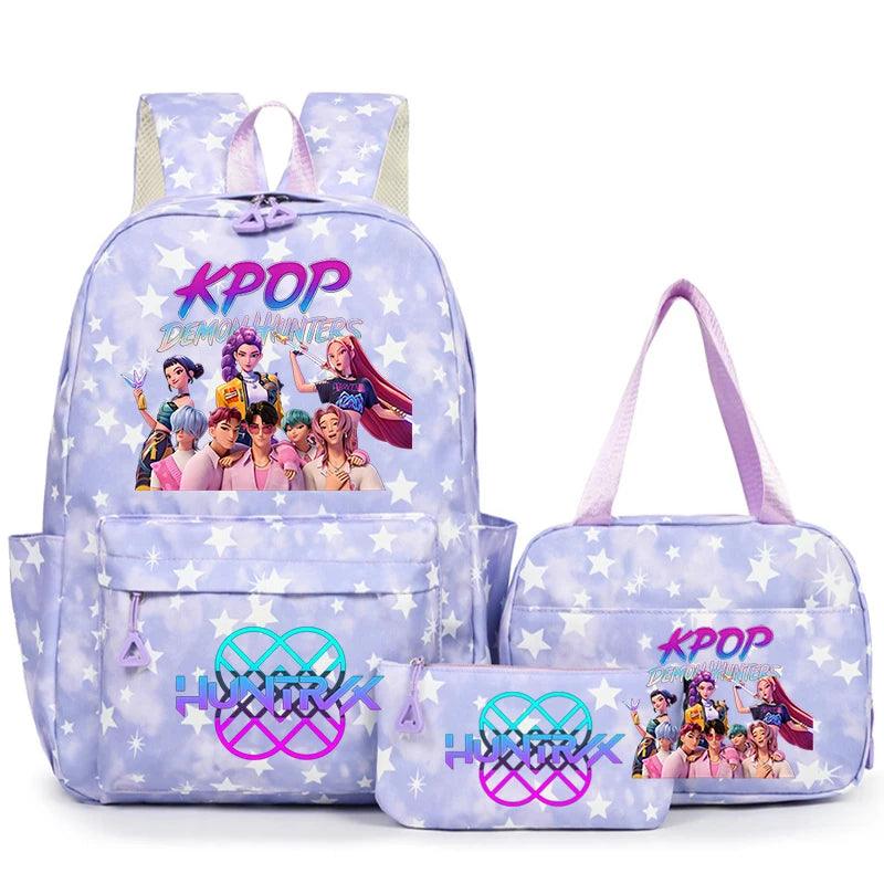 KPop Demon Hunters Backpack | 3 Piece Set | Unisex School Bag