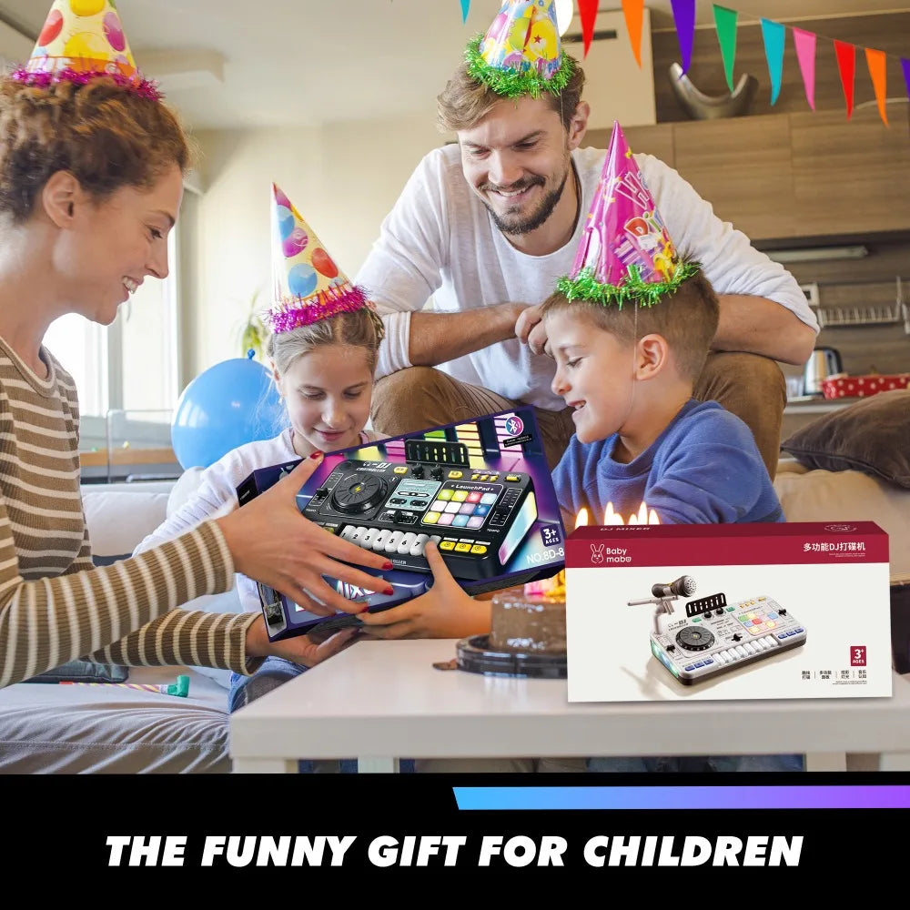 Kids DJ Mixer Bluetooth Turntable Toy with Microphone