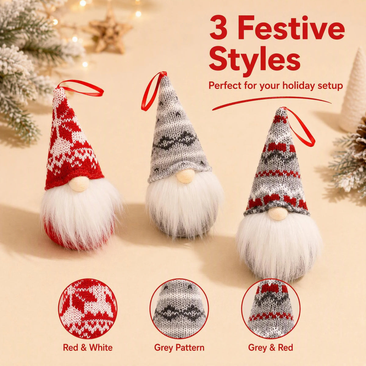 Christmas Plush Gnomes | 3 6 9 Piece Set | Wall Hanging Decor
