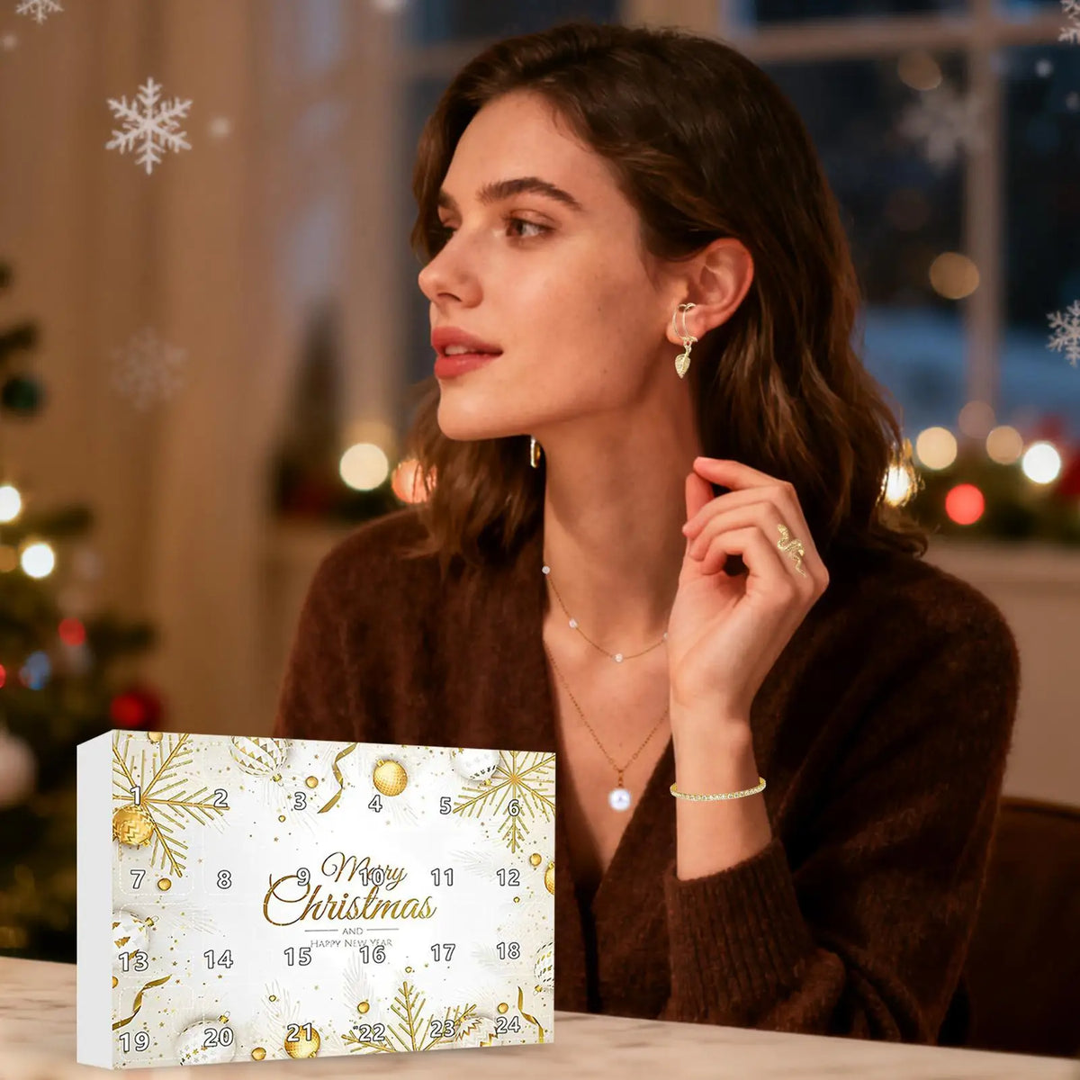 Advent Calendar | 24 Day Gold Jewelry Countdown | Necklaces Bracelets And Earrings | Surprise Gift For Women