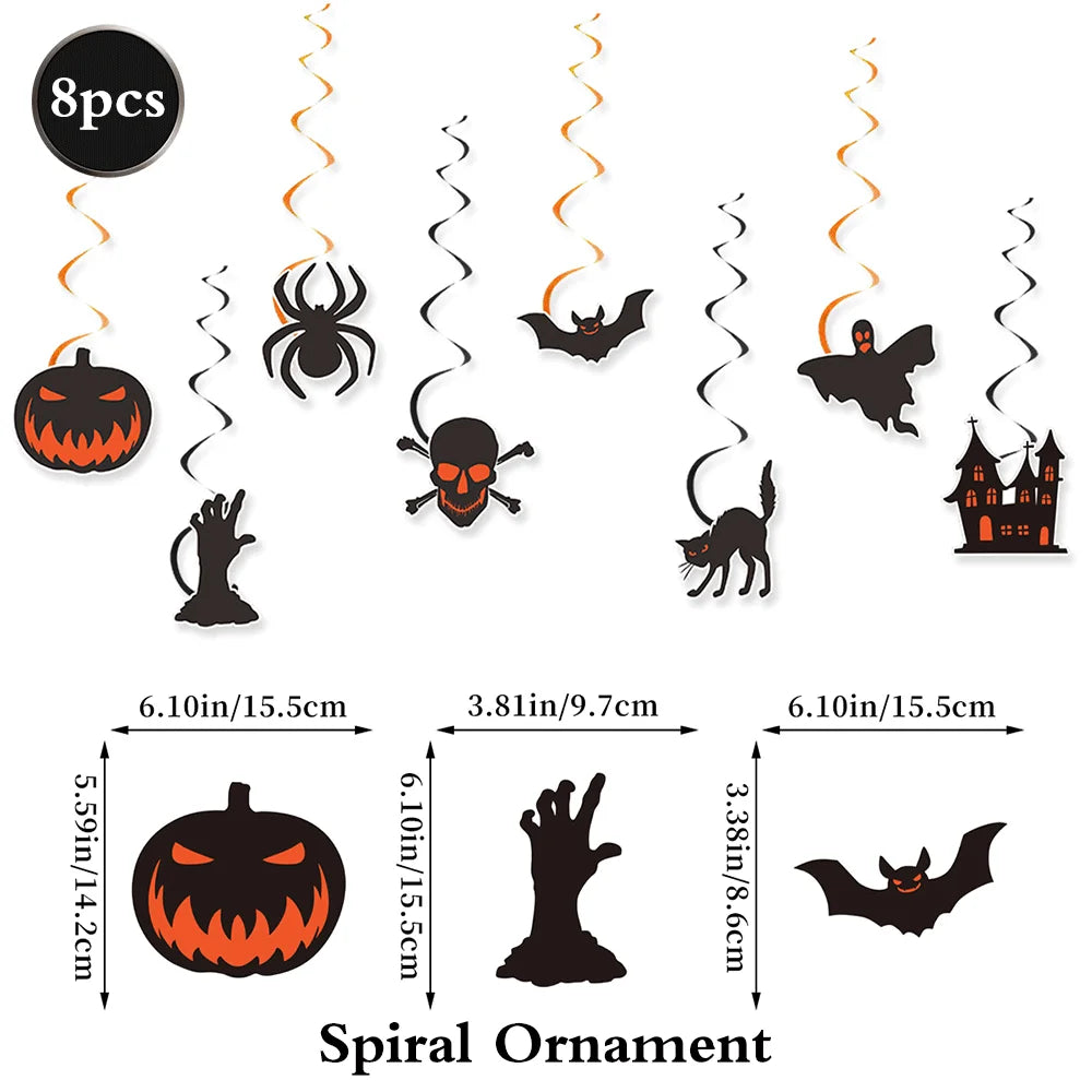 Halloween Decor Kit | Paper Banner Garland | Spider Web Swirls | Party Setup