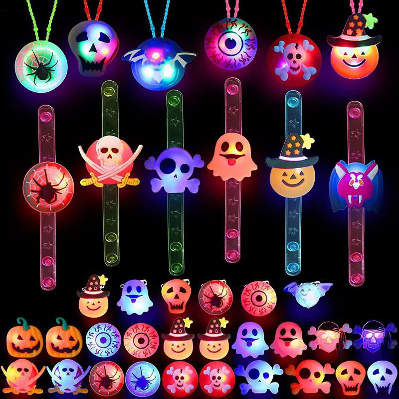 Halloween Glow Ring | Battery Operated | Pumpkin Ghost Design | 5 10 20 Pack