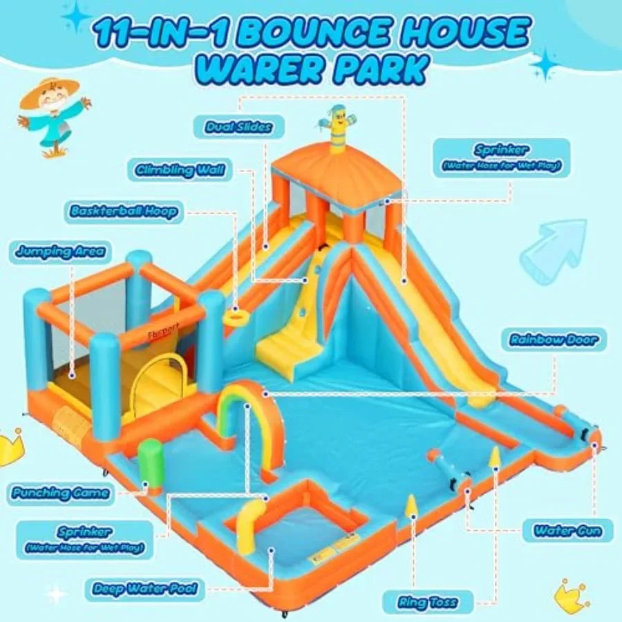 Inflatable Water Slide Bounce House With Dual Water Slides