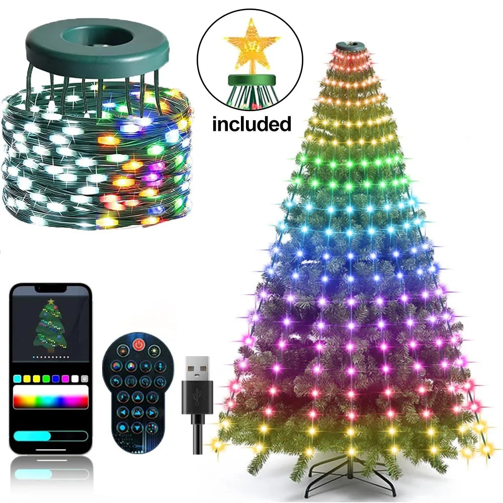 Christmas Tree Lights | 400 Led Rgbic | Dimmable Battery Star | Indoor Outdoor