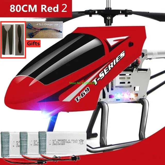 RC 150M Remote Control Large Alloy Electric Helicopter Drone Toy with LED Lights and Anti-Fall Design