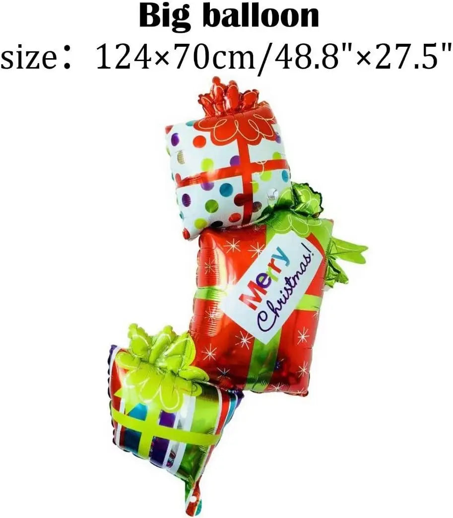 Christmas Balloons | Giant 7Pcs Latex Set | Reindeer Snowman Santa Elk Shapes