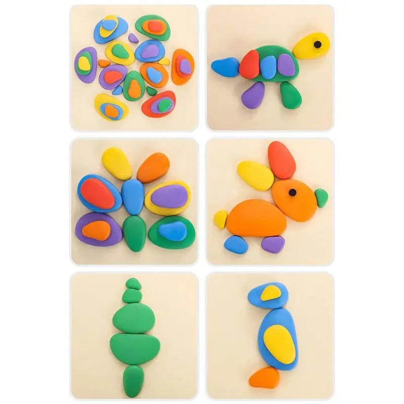 Colorful Rainbow Pebbles: Stacking Toys for Montessori Learning Fun