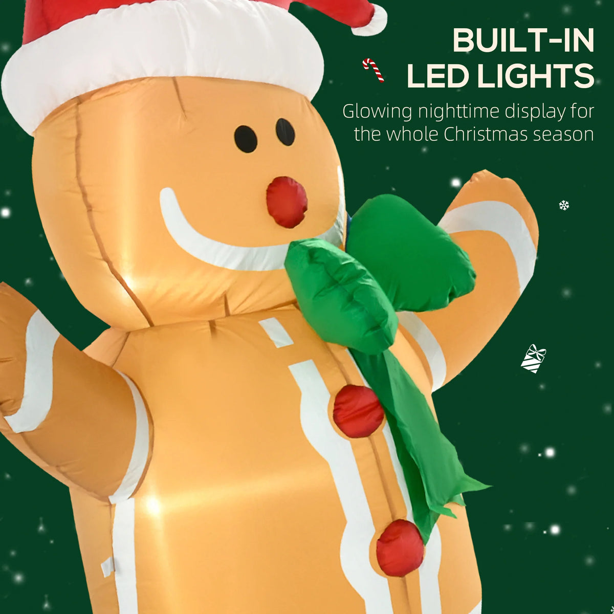 Christmas Inflatable Gingerbread Man | 6ft | Outdoor LED Lights