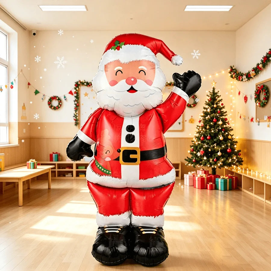 Santa Foil Balloon | 62 Inch Standing | Squinting Face | Holiday Party