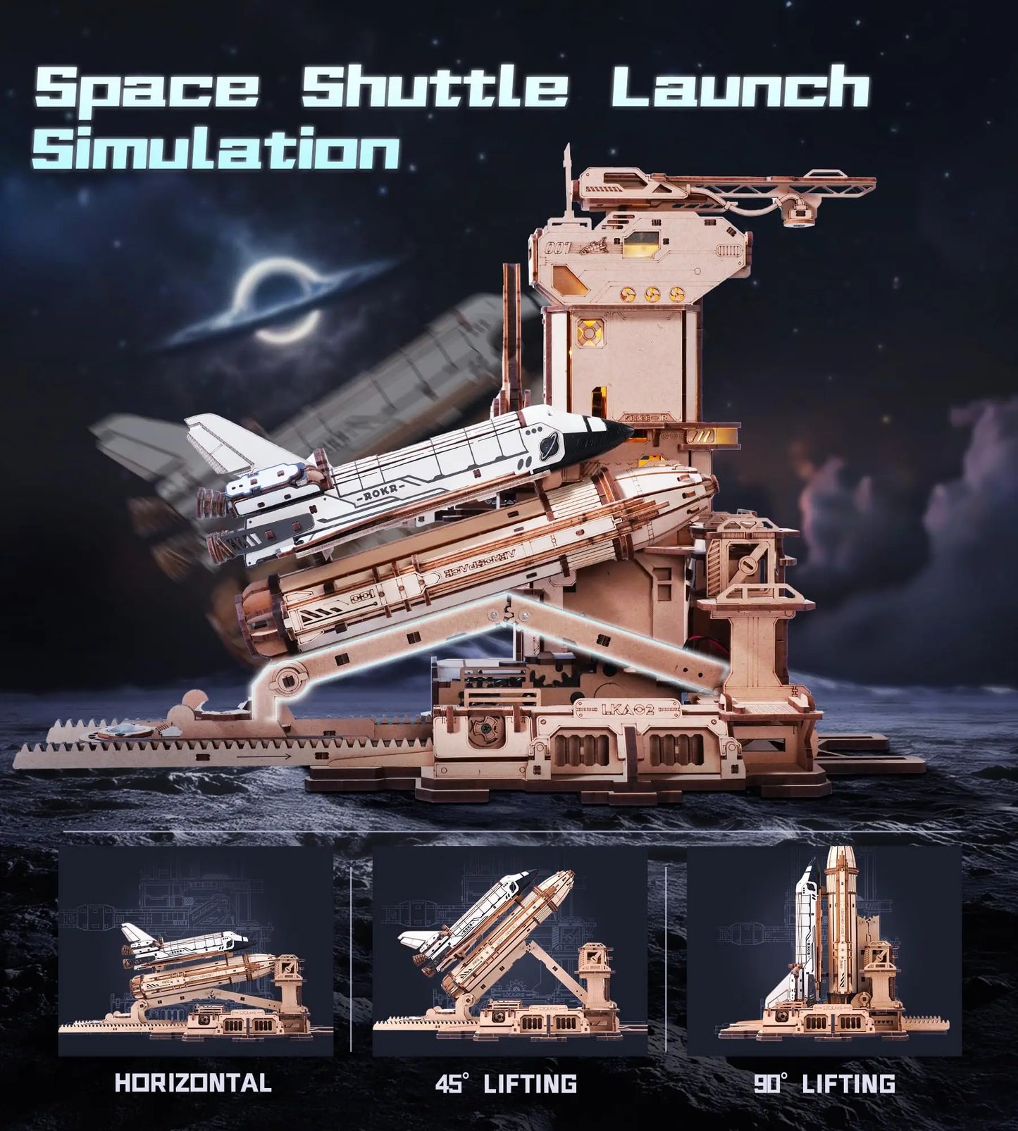 Space Shuttle 3D Wooden Puzzle with LED Illuminations