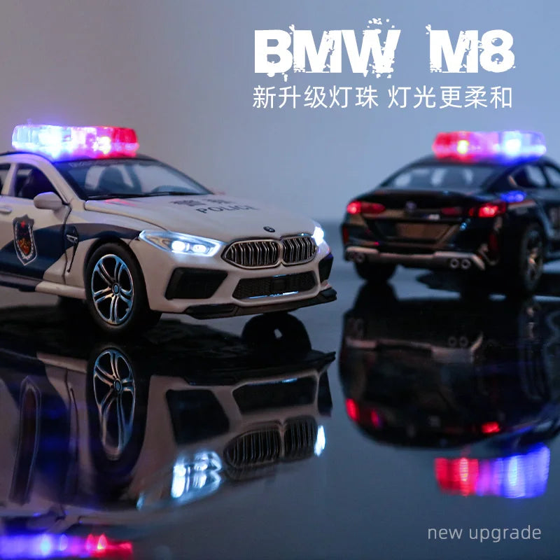 BMW 8 Series M8 Police Car Model - Alloy Pull Back with Lights and Sound - ToylandEU