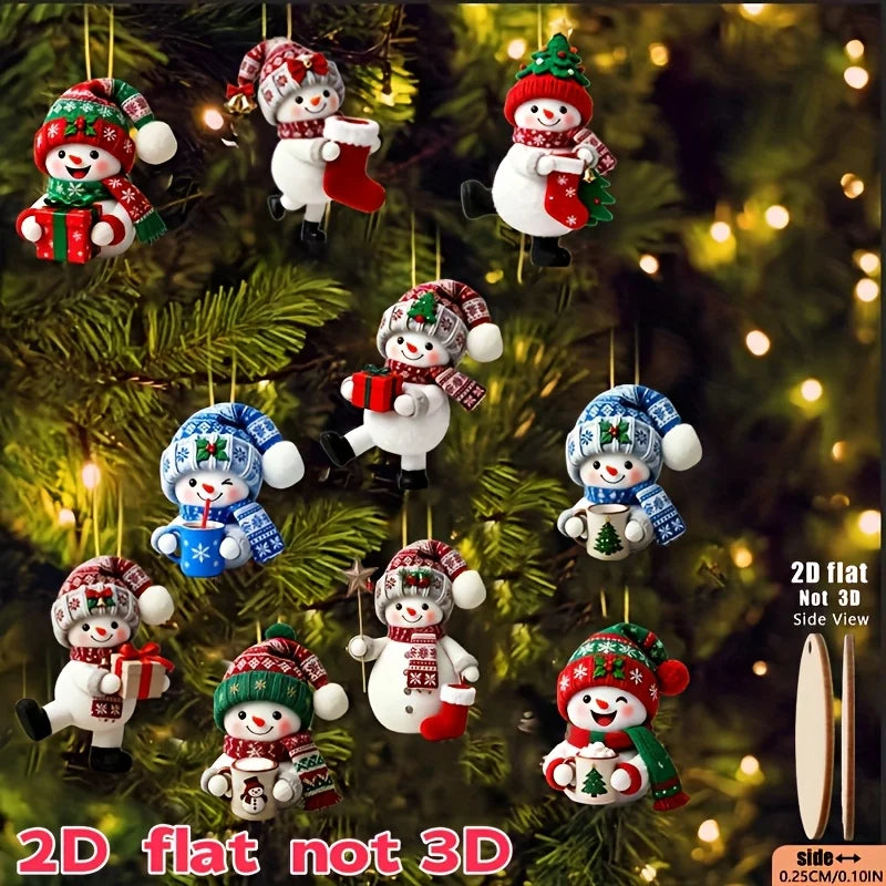 Hanging Snowman Ornaments | 15 Piece Set | Assorted Designs | Festive Decor