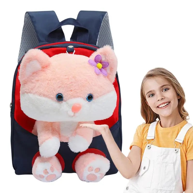 Adorable Kawaii Cat Plush Backpack - Cute Mini School Bag for Kids