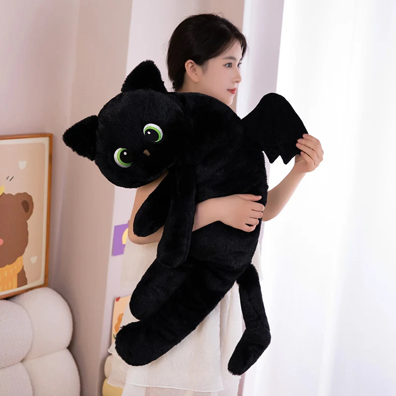 Black Cat Pillow | Winged Design | Toylandeu™