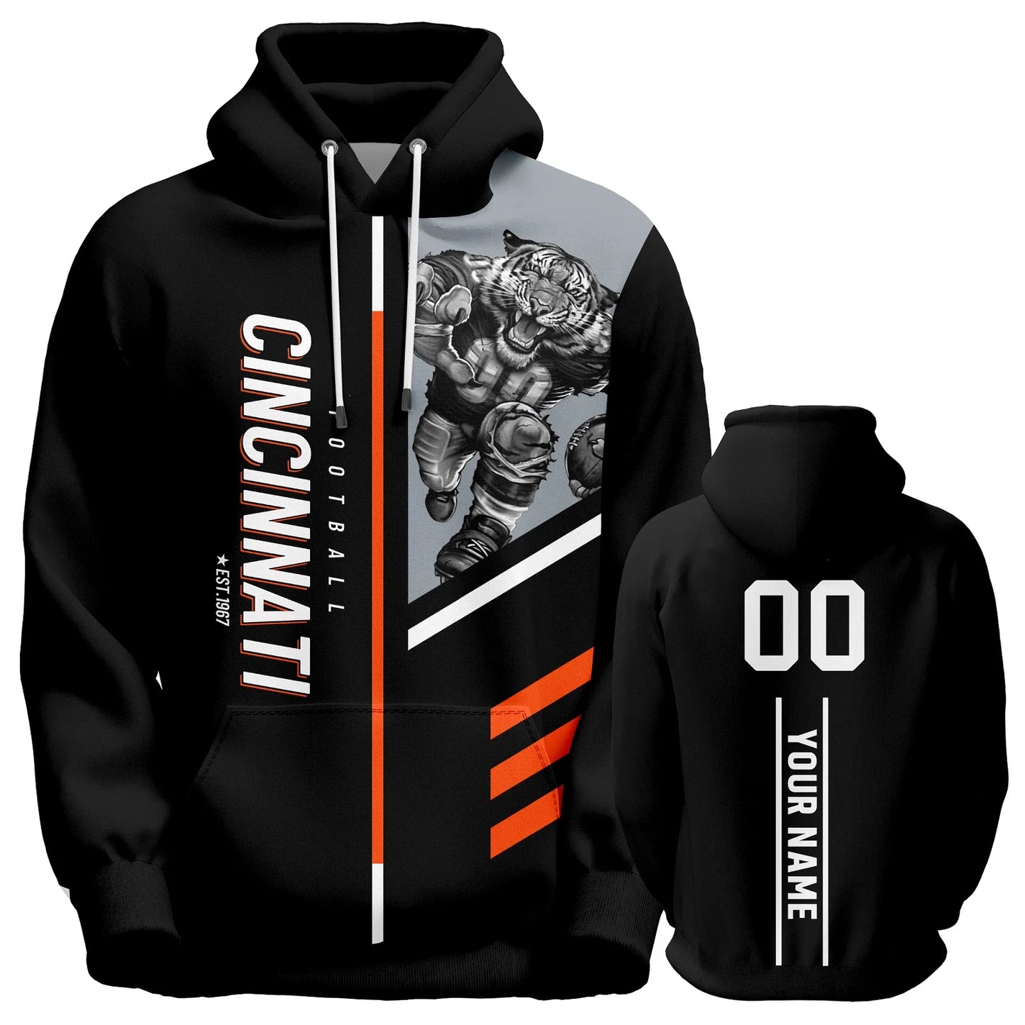 Personalized Cincinnati Graffiti American Football Hoodie - Custom Sweatshirt for Fans of All Ages