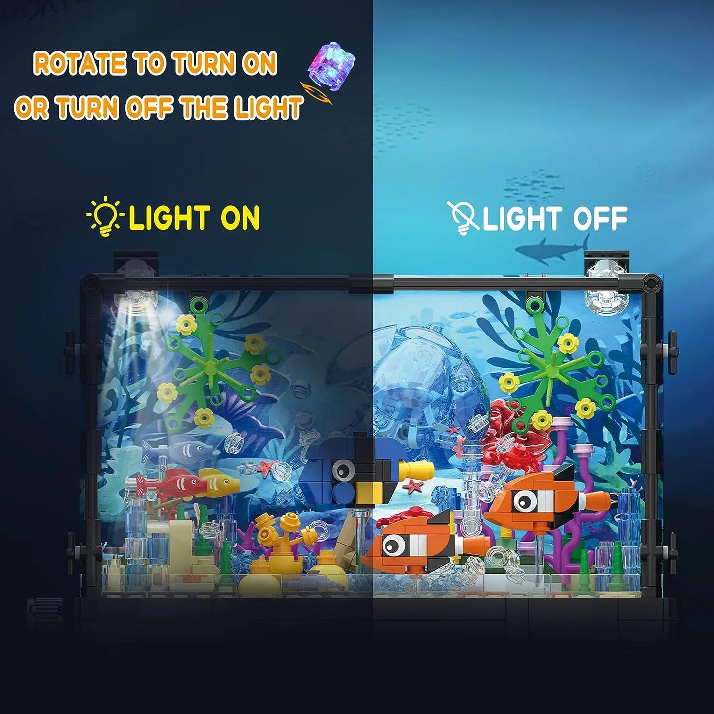 Ocean Aquarium Building Block Set | Turtle Included | DIY Kids Bricks