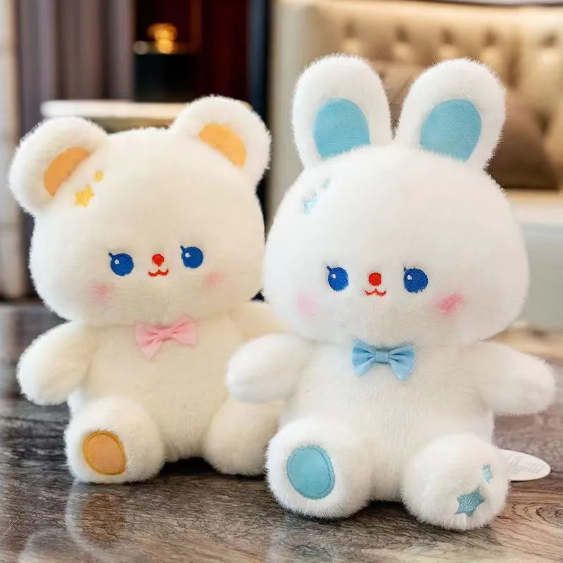 Cute Doll Bear Bunny Doll White Children's Plush Toy Bow Tie Bear Doll
