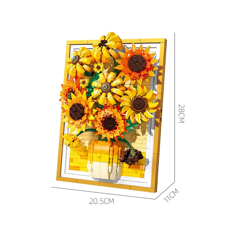 3D Puzzle Frame Kit | 1011 Pieces | Van Gogh Sunflowers | One Size