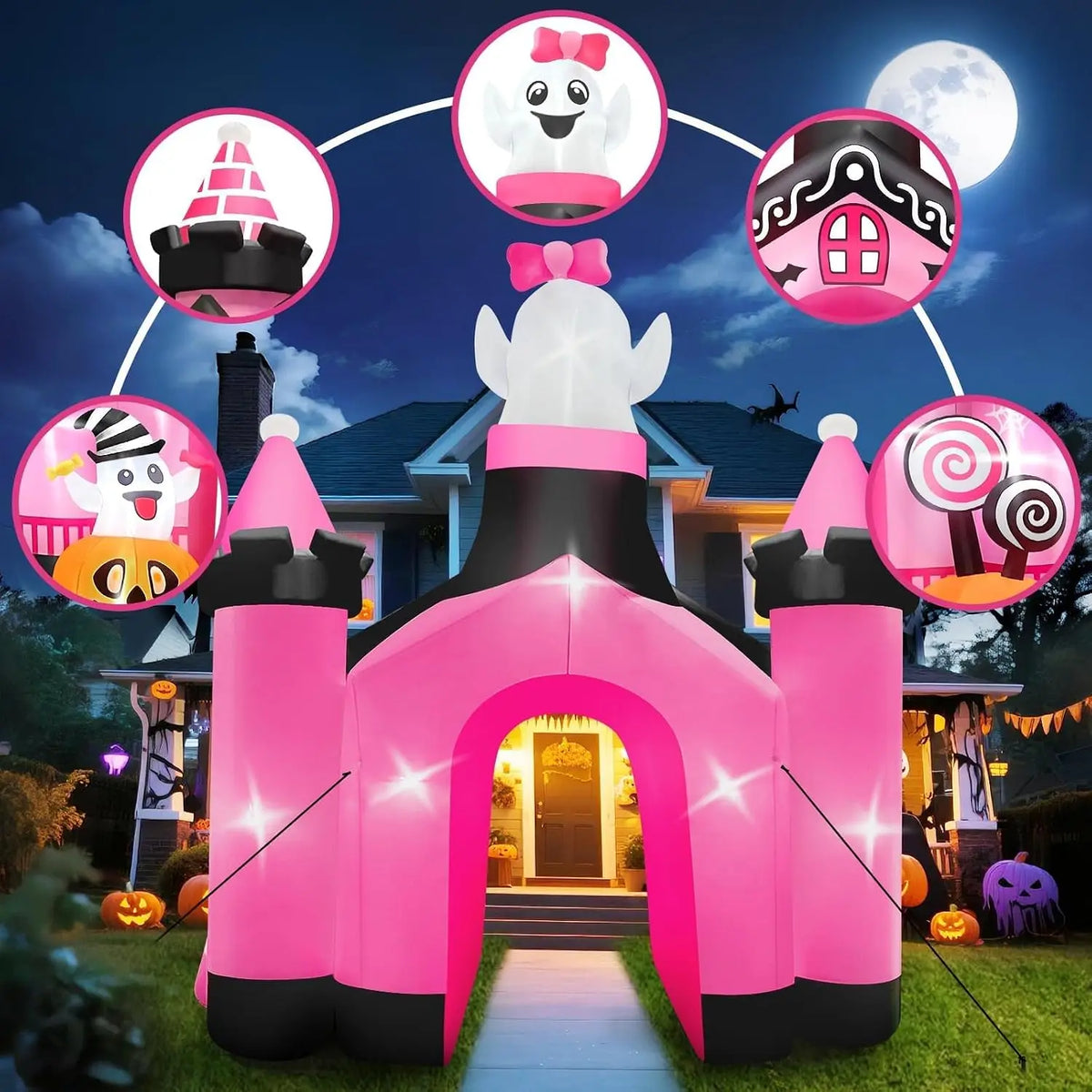Halloween Ghost Inflatable | 11 Ft | Built In Lights | Outdoor Yard Decor