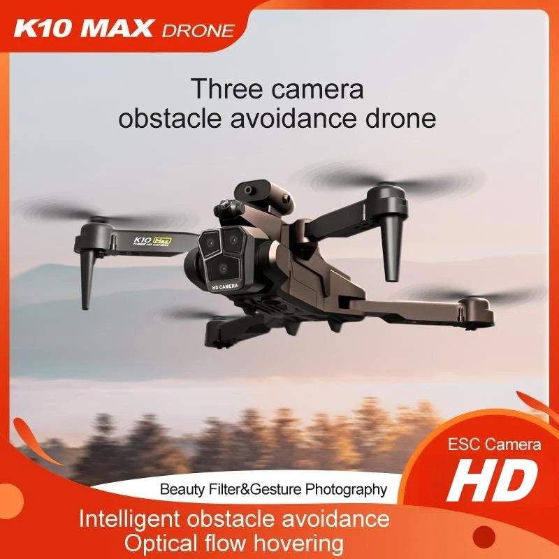 New K10 Max RC Drone HD Triple Camera Optical Flow Positioning - ToylandEU