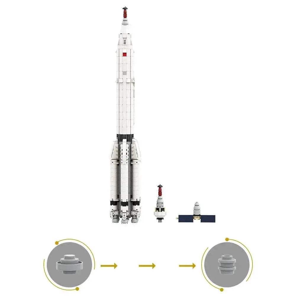 Moc Saturn V Scale Rocket Building Blocks Educational Gift - ToylandEU