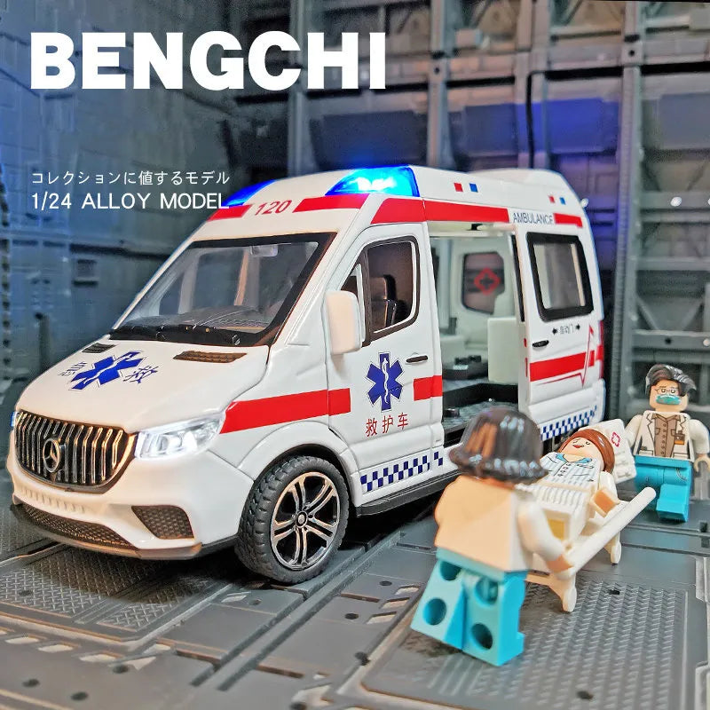 Police Ambulance Car Toy Model - 1:24 Scale Diecast Metal & Plastic Materials - ToylandEU