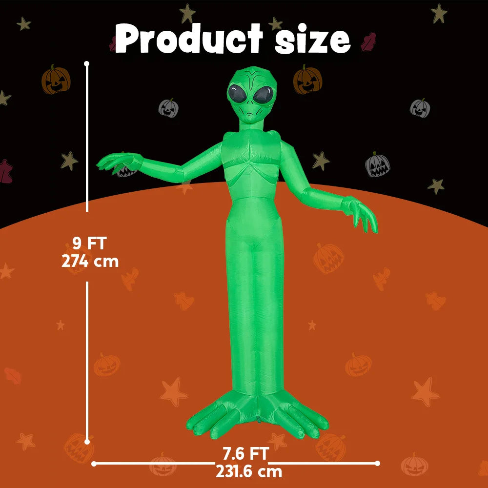 9 Ft Outdoor Inflatable | Led Lit Halloween Alien | Lawn Yard Decor | Seasonal