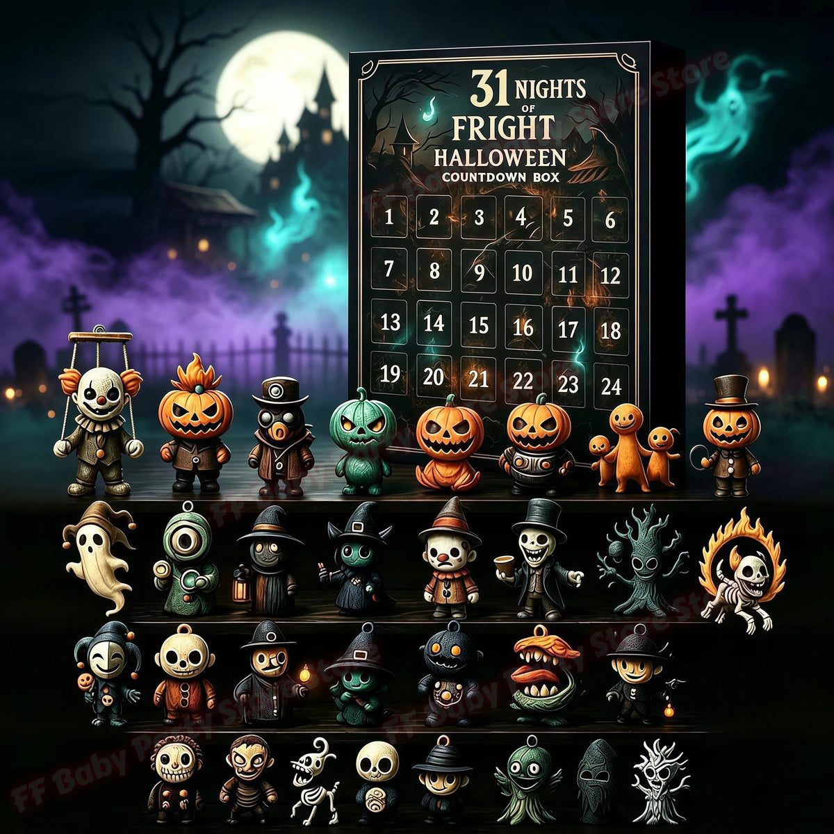 Halloween Advent Calendar | 2026 31 Nights Of Fright | 3D Mini Spooky Figurines | Countdown Party Gift
