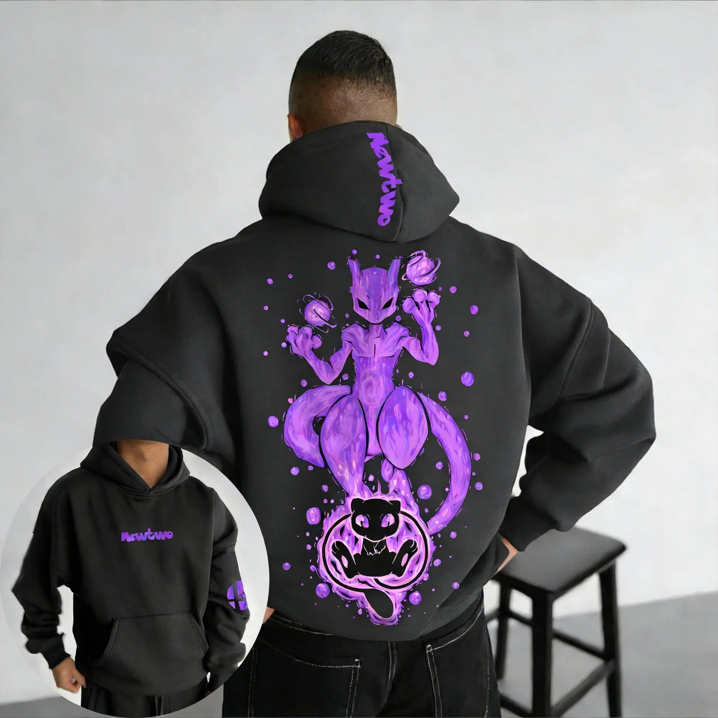 Hoodie | Pokémon Mewtwo Graphic | Cotton Blend | Unisex Harajuku Style