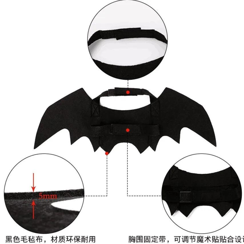 Adorable Halloween Bat Wings Costume for Cats & Dogs - Unisex Fun!