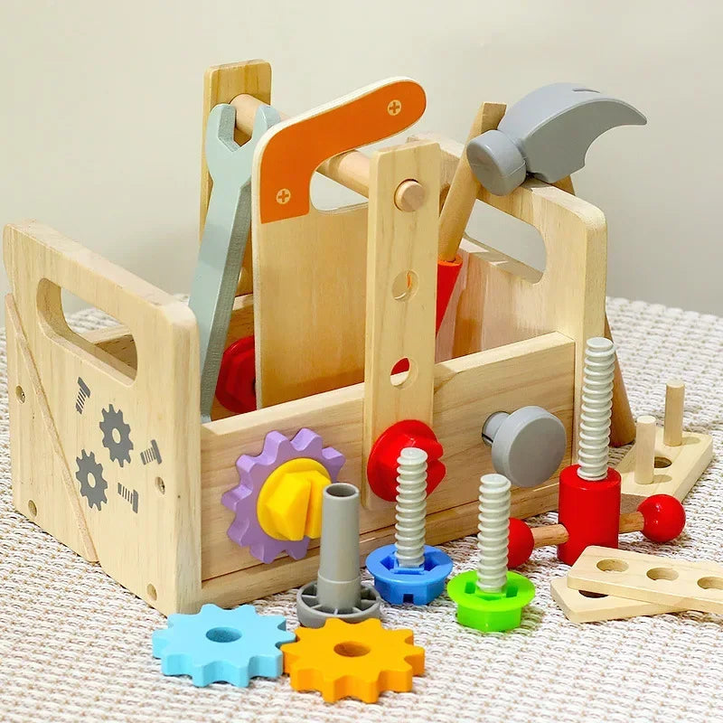 Baby Wooden Repair Toolbox Montesori Toys Table Toys for Kids Screw - ToylandEU