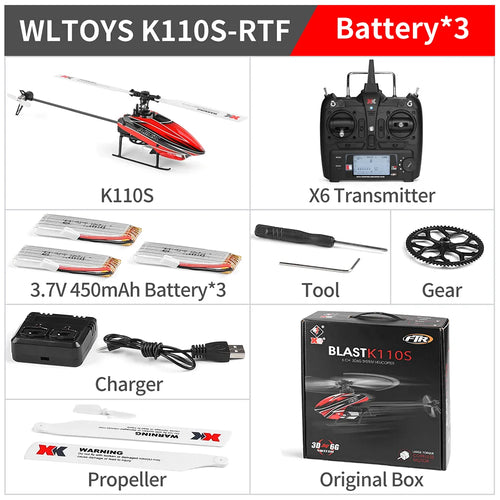 RC Wltoys XK K110S 6CH 3D 6G System Remote Control Toy Brushless Motor Toyland EU