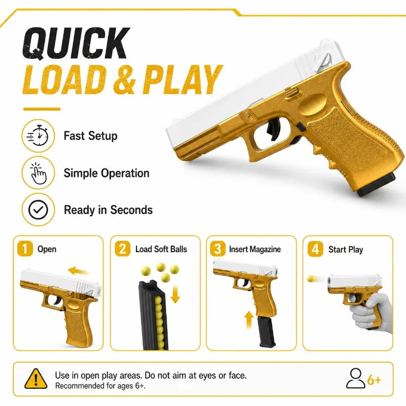 Soft Ball Toy Gun | Multi Purpose Role Playing Prop | 8mm Caliber
