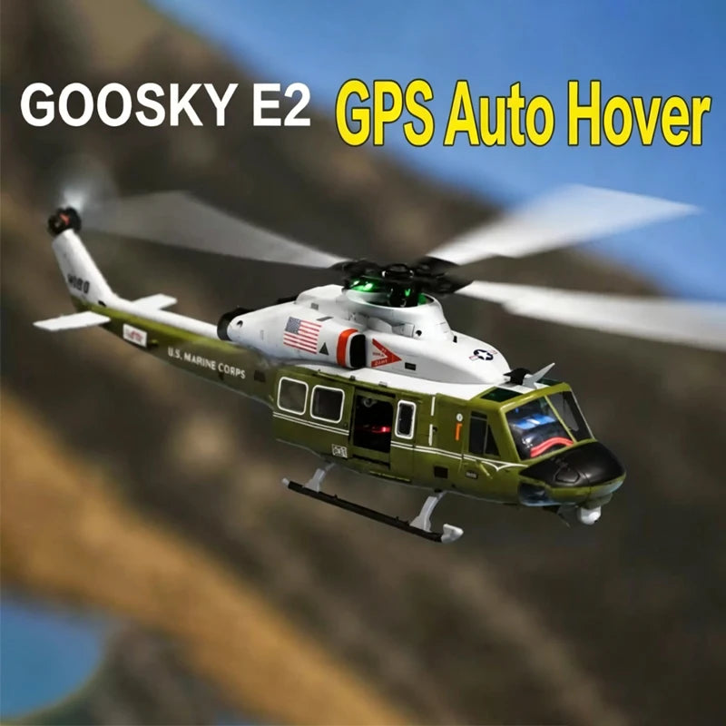 RC Helicopter | 1:35 Scale UH-1Y Army GPS | Dual Brushless Motors | GOOSKY E2 Scale Model