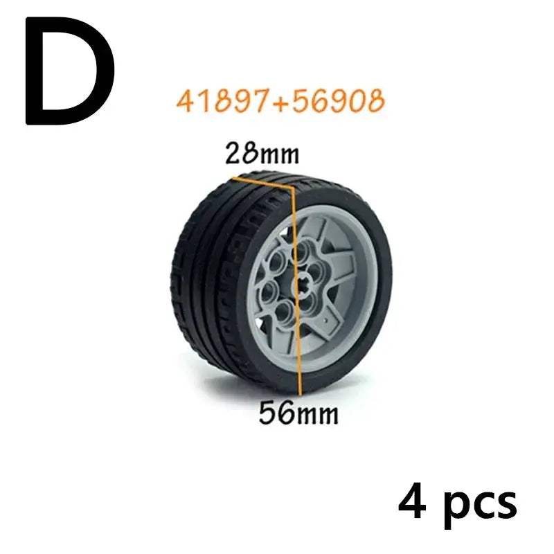 MOC Technical Tire Wheel Cross Hole Set Motorcycle Car Truck Wheels 44309 92402 32019 54120 11957 Construction Building Block - ToylandEU