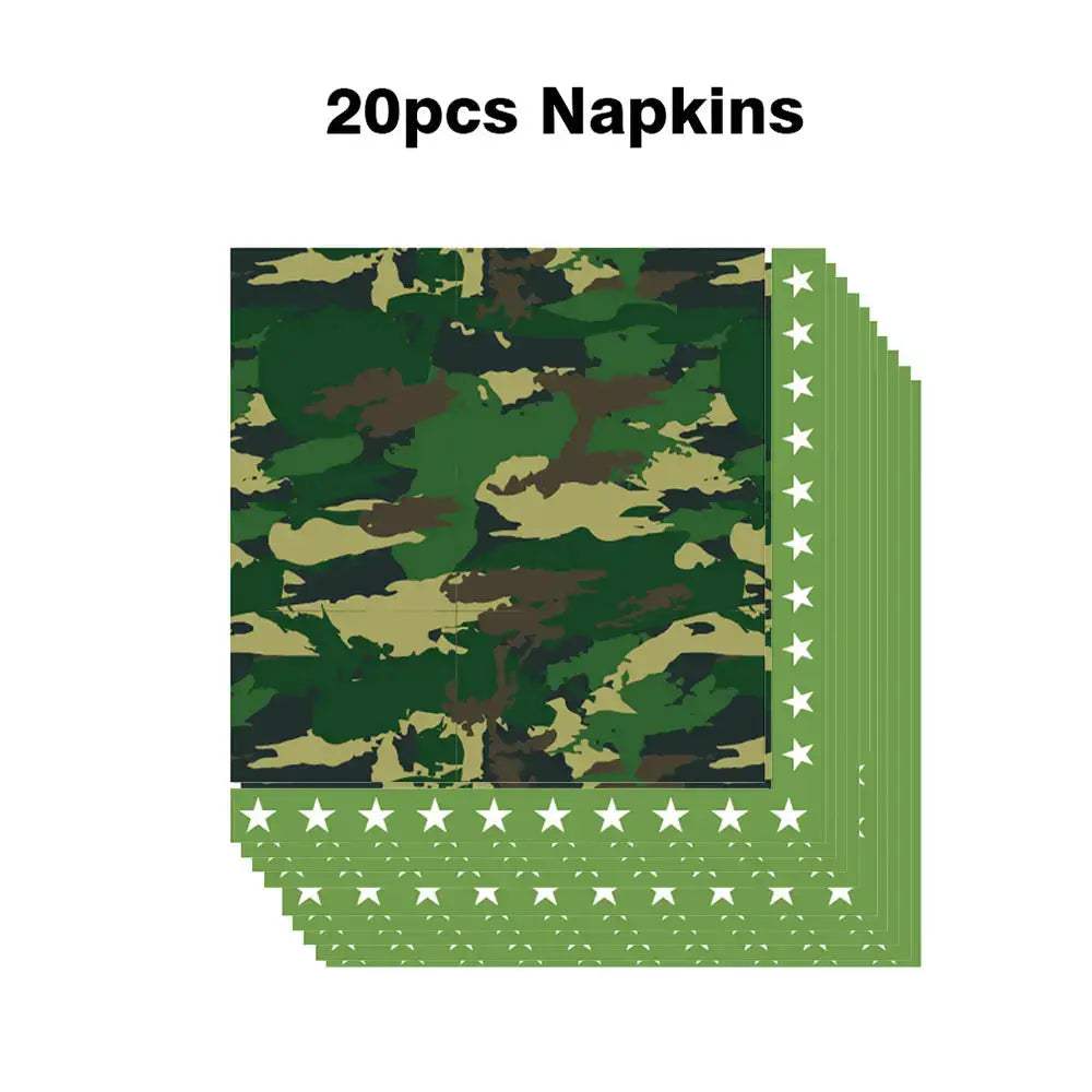 Military Party Decorations Set Jungle Field Camouflage Mesh Tableware 4D Tank Balloon Armored Vehicle Fighter Kids Birthday Gift - ToylandEU