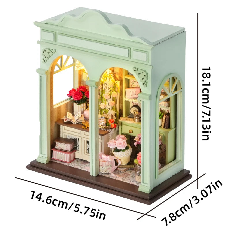 DIY Book Nook Kit | LED Light Included | European Scene | Dollhouse Insert
