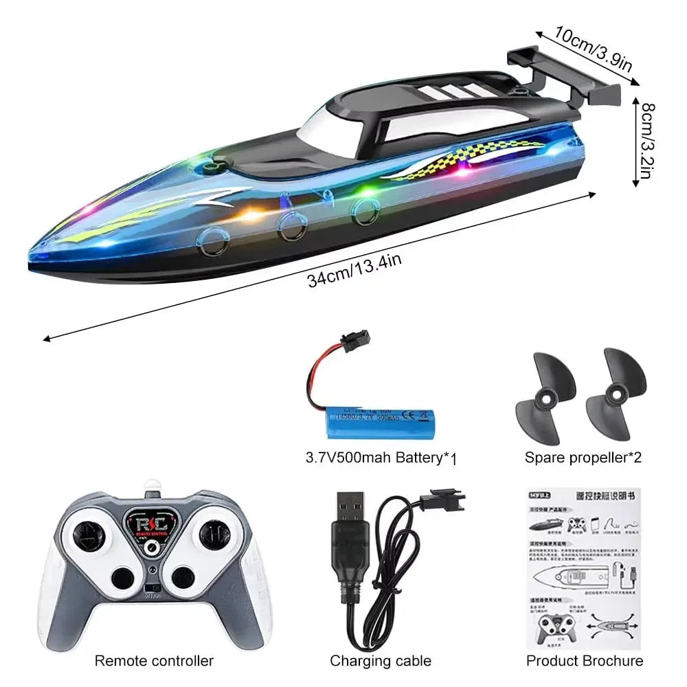 RC Boat With LED Light Proportional Remote Control - ToylandEU