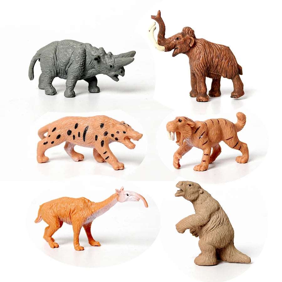 Realistic Mini Prehistoric Animals Toy Set with Mammoth and Smilodon Figurines - 18 Pieces - ToylandEU