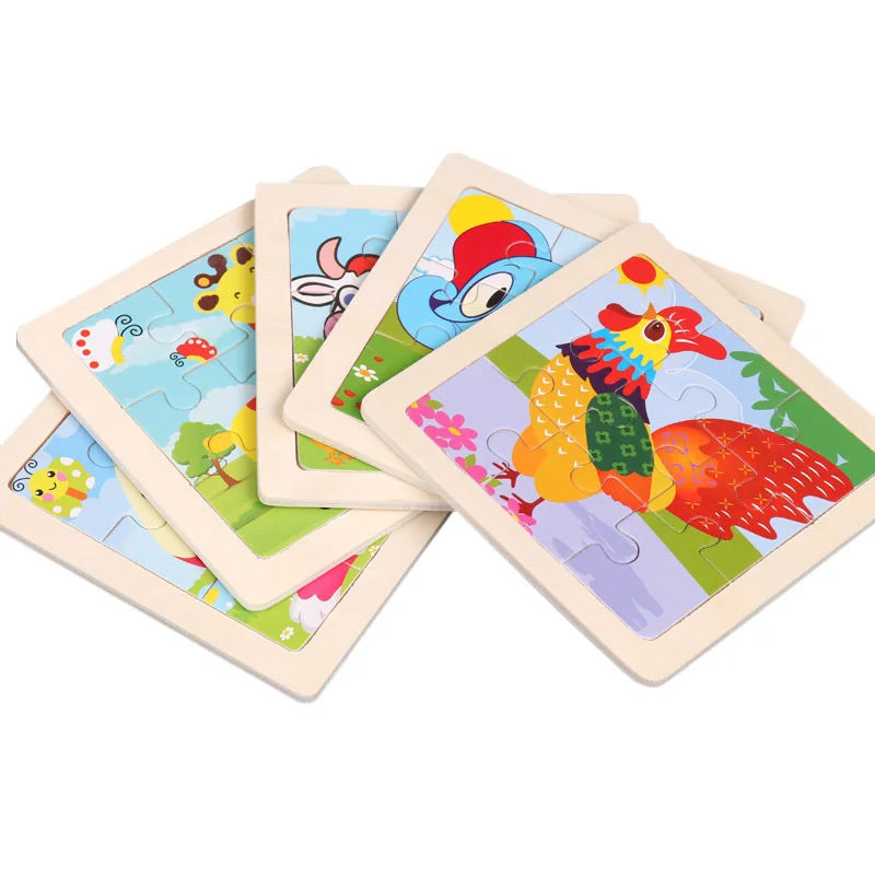 Wooden Jigsaw Puzzle | 11x11 cm | 3D Puzzle | Animal Cartoon Theme