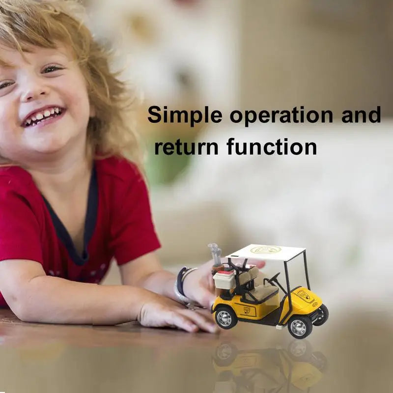 Mini Golf Cart Diecast Metal Toy with Pullback Action - Safe and Educational Model for Kids
