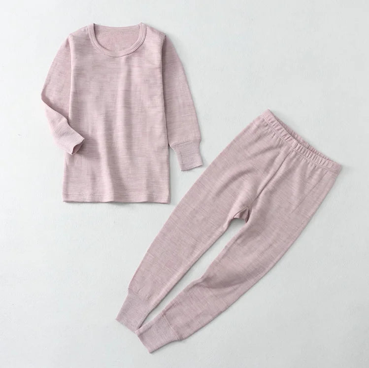 Kids Merino Base Layer Set | 100 Percent Wool | Winter Thermal | Boys Girls