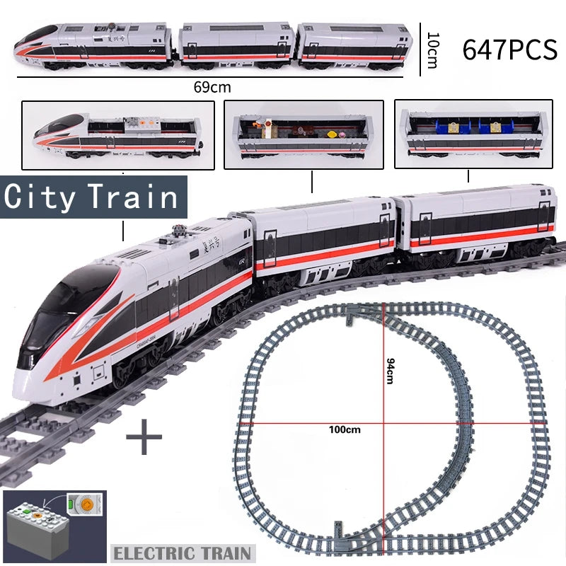 City Train Tracks Building Blocks Kit For Kids DIY Creativity