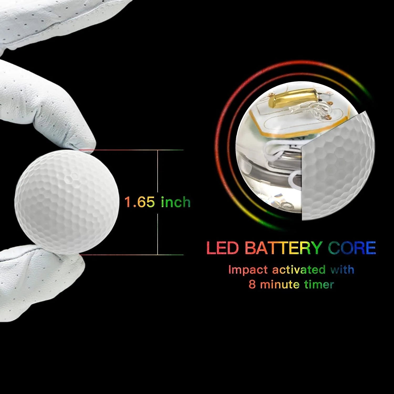 Night Sports LED Glow Golf Balls - Pack of 6 - ToylandEU