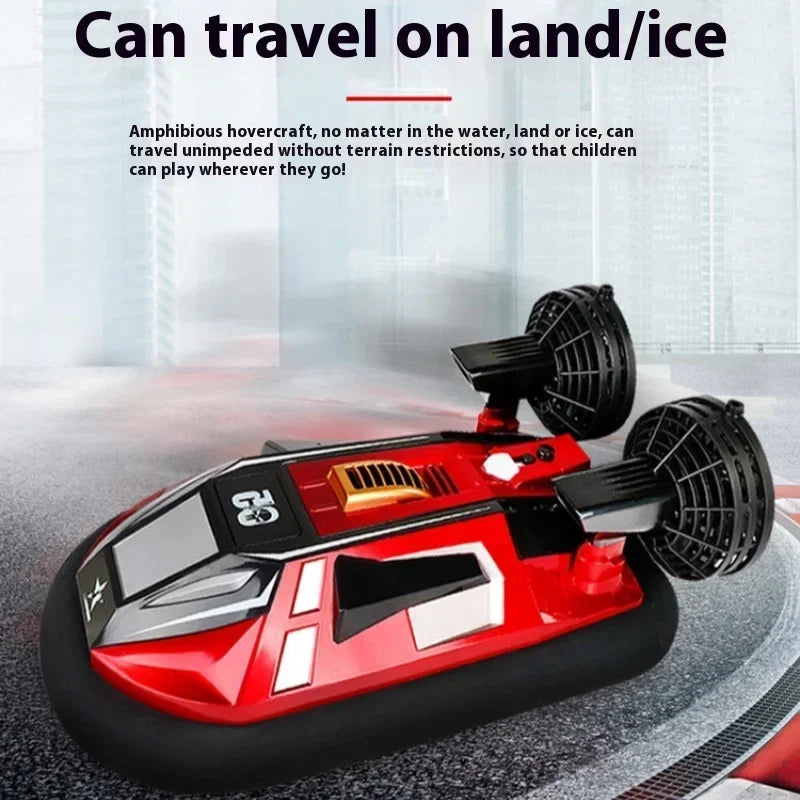 RC 4-Way Remote Control Amphibious Hovercraft Speedboat for Kids - High-Speed Electric Land and Water Racing Toy