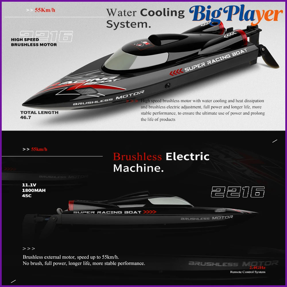 RC Boat | 2.4GHz Remote Control | 55 KMH Top Speed | WL916