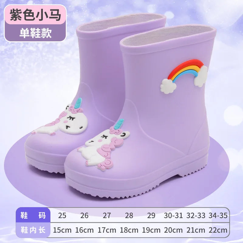 Kids Rain Boots | Waterproof Non Slip | Cartoon Print | Toddler Youth