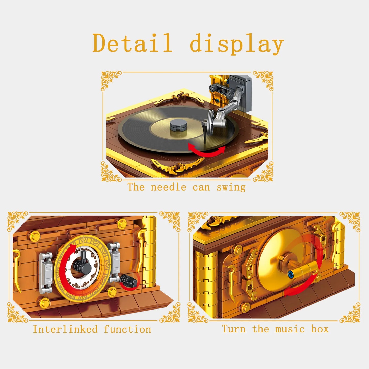 Building Block Set | Retro Gramophone 1011 | Lego Compatible | Desktop Ornament