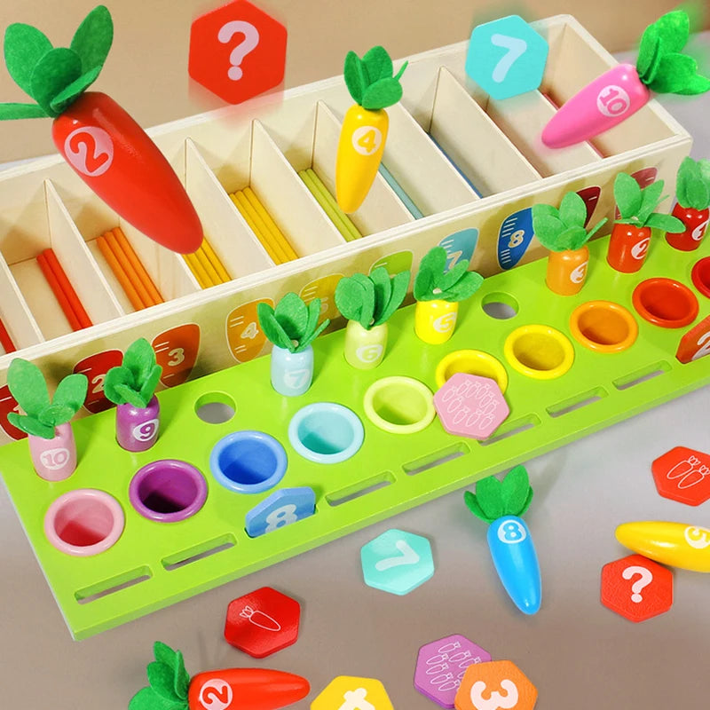 Wooden Pulling Radish Color&Shape Sorting Learning Matching Box - ToylandEU